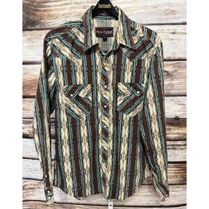 Rock & Roll Cowboy Shirt Mens Large Pearl Snap Button Western Long Sleeve